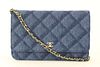  CHANEL SHADOW QUILTED DENIM WALLET ON CHAIN WOC GOLD HW
