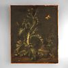 Antique Oil on Canvas Painting, Still Life with Butterfly & Frog, 19th C