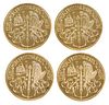 (Four) One-Ounce Austrian Philharmonic Gold Coins