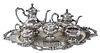 Six Piece Japanese Sterling Tea Service with Silver Plate Tray