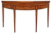 George III Yew, Satinwood, Harewood and Holly Demilune Console Table