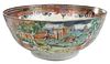 Chinese Export Porcelain 'Mandarin Palette' Hunt Scene Punch Bowl