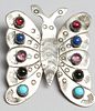 Navajo Sterling Silver & Stone Butterfly Brooch