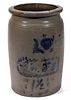SIGNED GEORGE FULTON, ALLEGHANY CO., VALLEY OF VIRGINIA DECORATED STONEWARE JAR