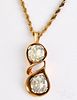 14K yellow gold necklace with two diamond pendant