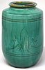 Large Incised & Turquoise-Glazed Container