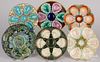 Six majolica oyster plates