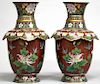 Pair of Chinese Red Cloisonne Yen-Yen Vases