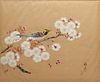 Chinese Inks on Silk, Bird in Flowering Plum Tree