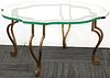 Vintage Gold-Painted Steel & Glass Coffee Table