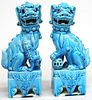 Pair of Turquoise-Glazed Chinese Shi Lions