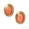 18kt Gold and Coral Earclips, Henry Dunay