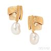 24kt and 18kt Gold and Baroque South Sea Pearl Earrings, Alexandra Watkins, Janiye