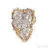 Platinum and Diamond Brooch with 18kt Gold Jacket