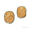 Gold Scarab and Enamel Earclips, Carvin French