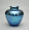 Steuben Blue Glass Globular Vase