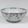 Large Chinese Export Famille Rose Porcelain Punch Bowl