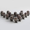 Set of Sixteen Silver Plate Owl Form Placecard Holders