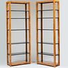 Pair of Faux Bois and Ebonized Open Bookcases, Modern