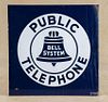 Bell System Public Telephone porcelain flange sign, mid 20th c., 18'' x 18''.