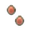 Mid century 18k gold Earrings with Coral & Diamonds