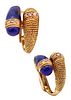 Mauboussin Paris Hoop 18k Gold Earrings with Diamonds & Lapis Lazuli