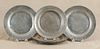 Set of six pewter plates, ca. 1800, with London touchmark and horse head