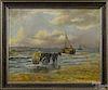 Oil on canvas coastal scene, late 19th c., signed Goltzinger, 16'' x 20''.