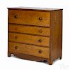 Cherry and tiger maple chest of drawers, ca. 1820, 40 1/2'' h., 40'' w.