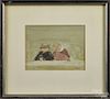 Seymour Remenick (American 1923-1999), watercolor portrait of a couple, signed lower right
