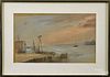 Seymour Remenick (American 1923-1999), watercolor harbor scene, Philadelphia, signed lower left