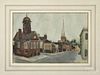Watercolor townscape, signed M. Ellis, probably mainline Philadelphia, 7 1/4'' x 10 3/4''.