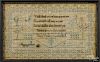 Needlework sampler, wrought by Mary Van Horn, 1819, with verse