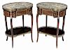 Pair Louis XV Style Parquetry, Marble-