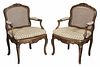 Pair Louis XV Carved Fruitwood Open-