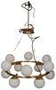 Gold Tone Round Chandelier with Frosted Globes