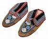 Pair Native American Beaded Moccasins