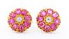 22K Yellow Gold Pink & White Sapphire Earrings