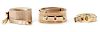 Three Tan Judith Leiber Belts with Three Dust Bags