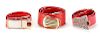 Three Red Judith Leiber Belts with One Dust Bag