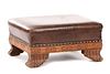 English Arts & Crafts Style Leather Footstool
