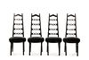 Set 4 Black Hollywood Regency Bamboo Dining Chairs