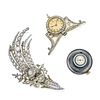 Group of Two Antique Clocks and One Antique Diamond Brooch
