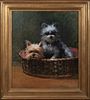 PORTRAIT OF CAIRN TERRIER DOGS OIL PAINTING