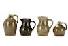 Group of 4 Edwin Meaders Pottery Jugs & Pitchers