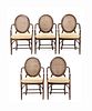 Set of 5 McGuire Bamboo Dining Armchairs
