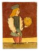 Tarot Figure, Cavalier of Deniers, Oil on Canvas