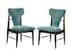 Pair of Danish Modern Teal Upholstered Side Chairs