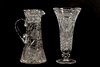 2 Large Pieces American Cut Glass, Vase & Pitcher