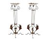 Pair of Wrought Iron & Tole Jardiniere Stands